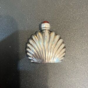 Sterling Silver Shell Perfume Bottle with Ruby (?) Cap